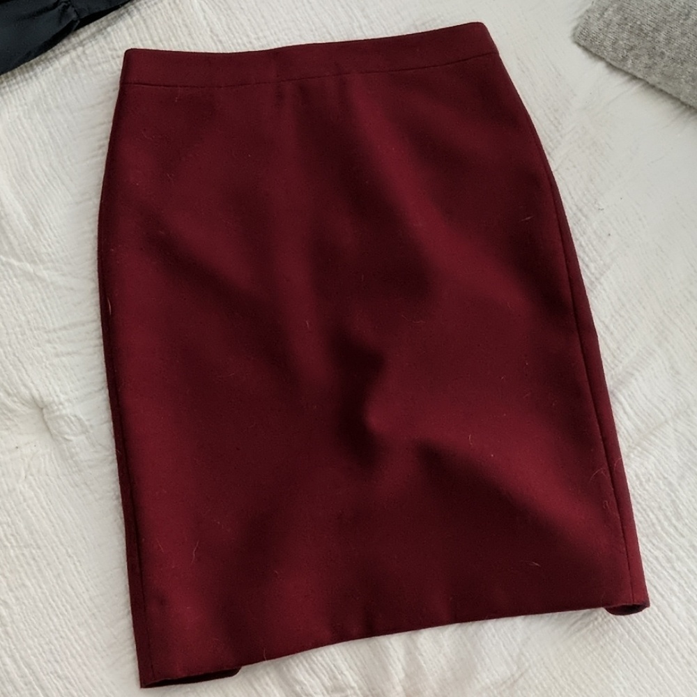 J.Crew No. 2 Burgundy Wool Pencil Skirt